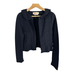 Marni Womens size 40 US 4 Cropped Gauzy Open Cardigan Jacket Long Sleeve Blue